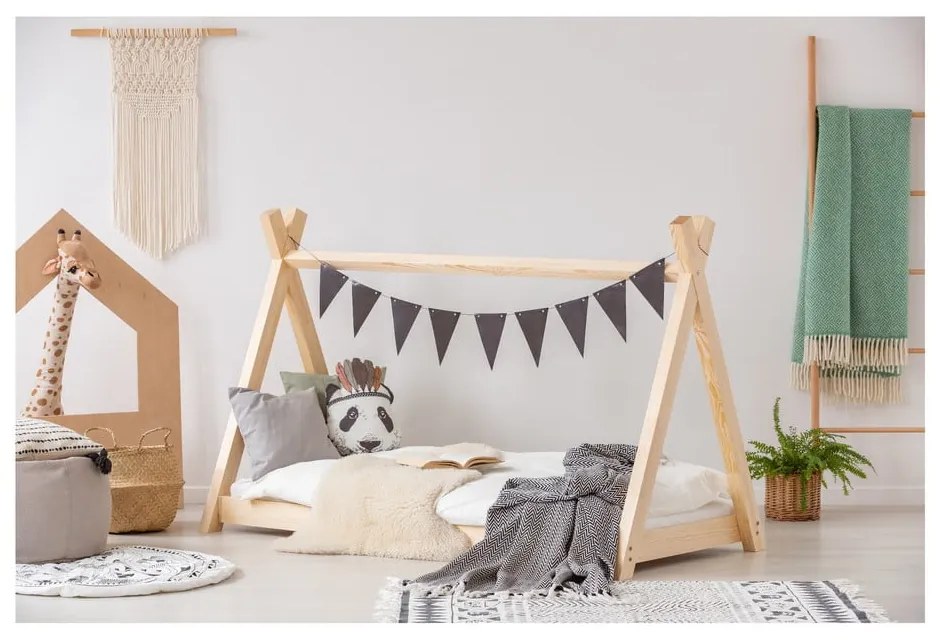 Letto da casa in legno di pino Mila TP, 90 x 180 cm - Adeko