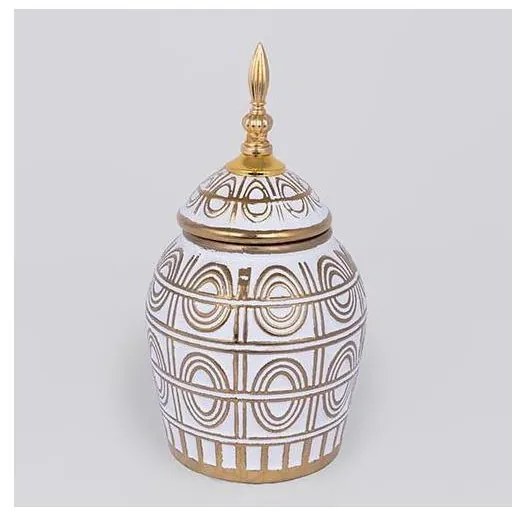 Vaso in ceramica 28x15 cm oro/bianco