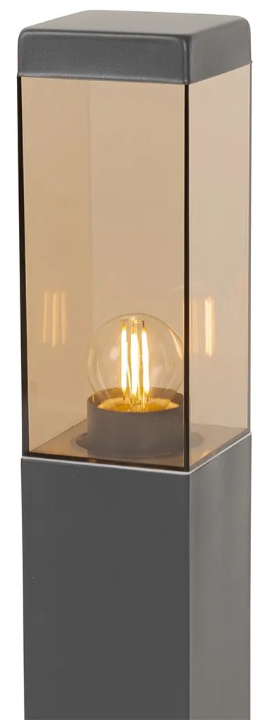 Lampada da esterno moderna grigio scuro con vetro fumé 45 cm - Malios