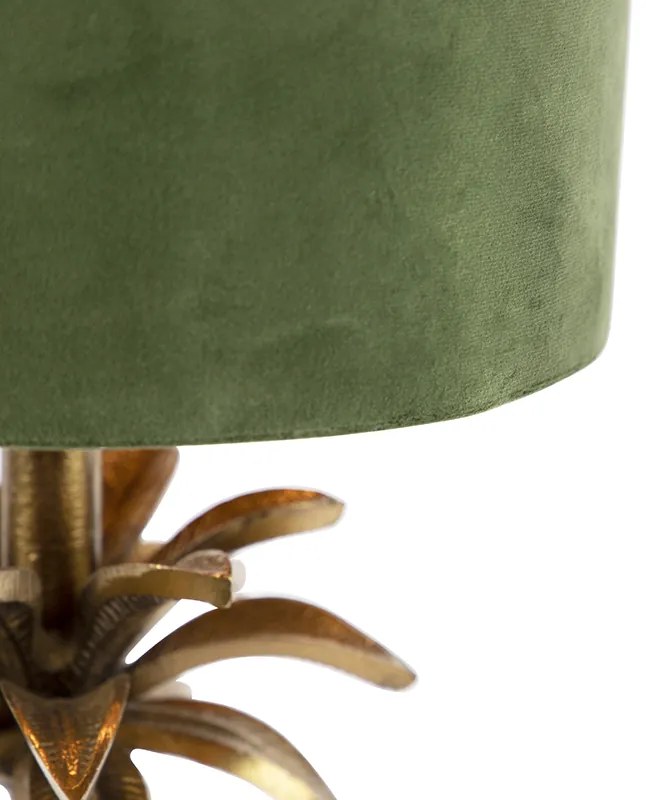 Lampada da tavolo Art Déco con paralume in velluto verde 25 cm - Areka