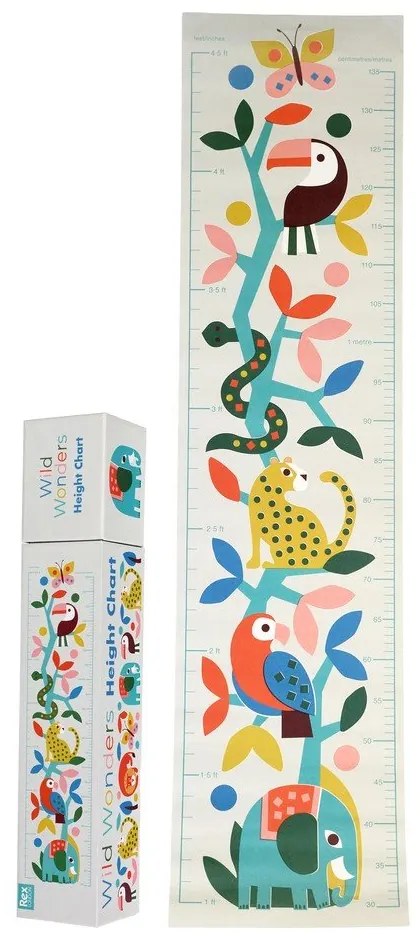 Adesivo murale con metro per bambini 28,5x115 cm Wild Wonders - Rex London