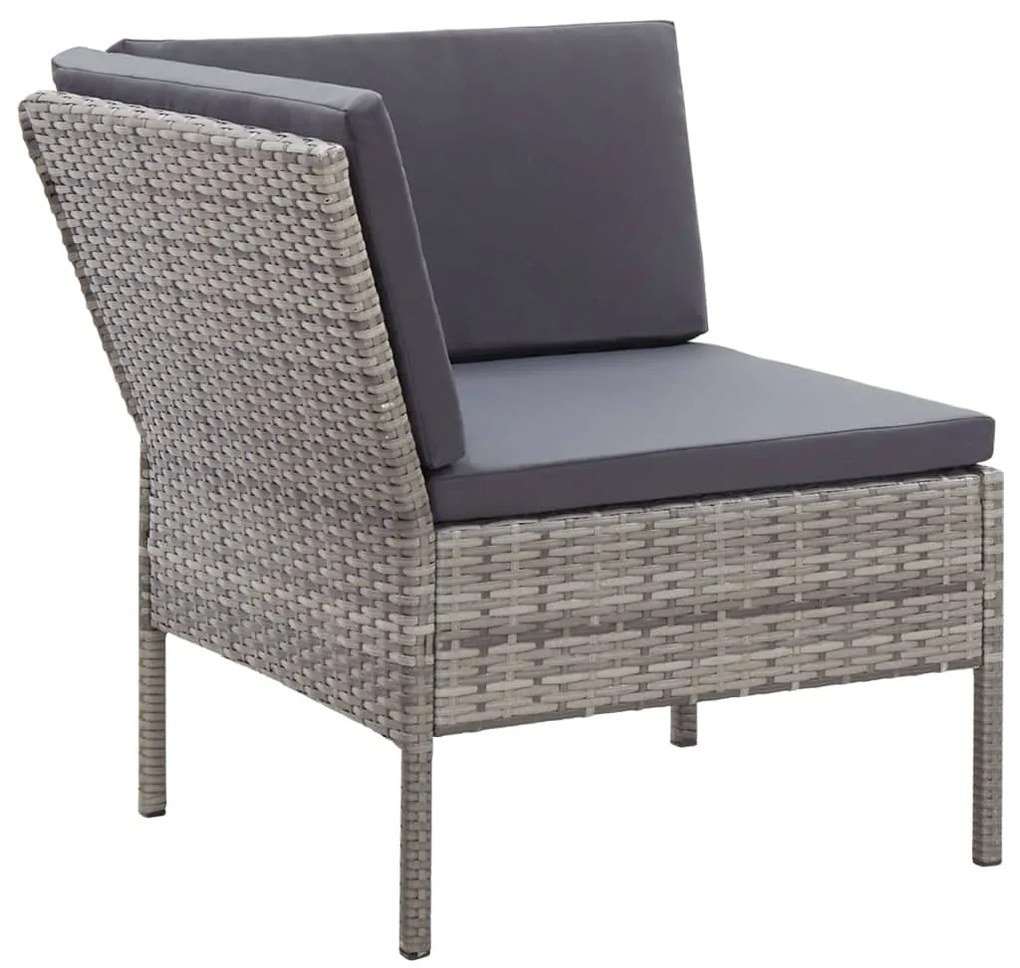 Set Divani da Giardino 6 pz con Cuscini in Polyrattan Grigio