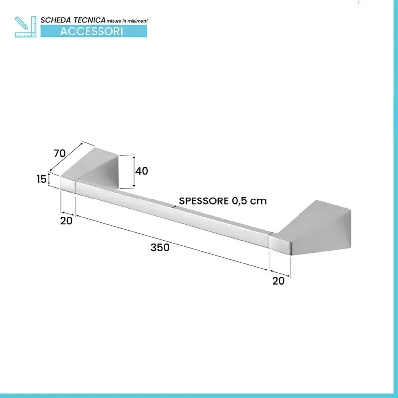 Set con appendino, porta rotolo e porta salviette a muro cromo Giza