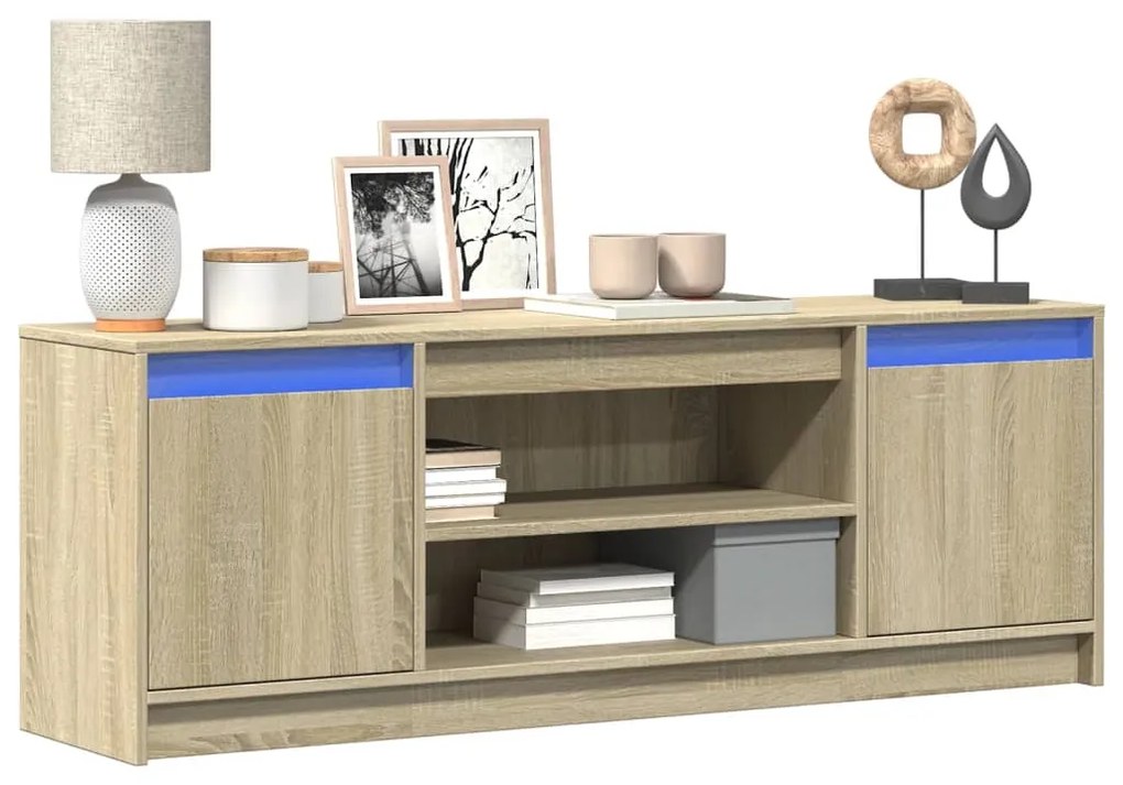 Mobile Porta Tv Con Led Rovere Sonoma 139,5x34x50 Cm Truciolato /