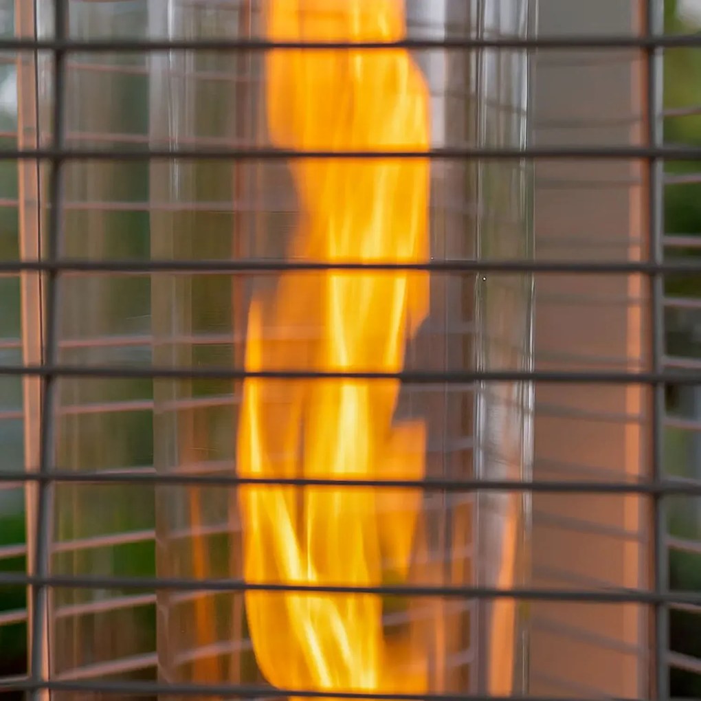 Stufa a Fungo a Gas Max 13kW Fiamma Viva Verticale 52x52x227 cm Pyramid Acciaio...