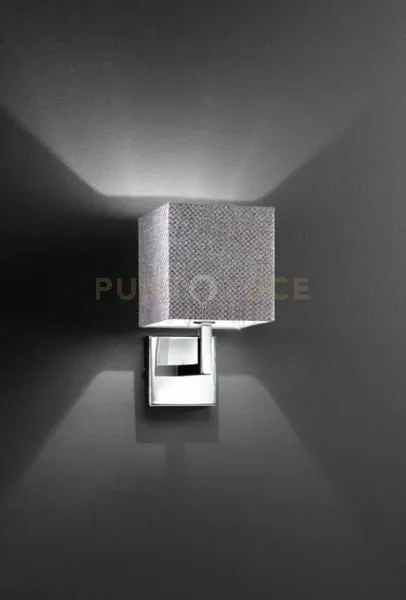 Applique cromo lucido con paralume in tessuto cube hotel 6062