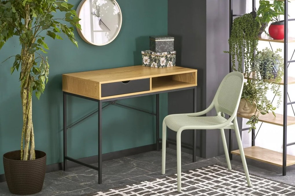 Scrivania B50 in legno naturale/nero - L95 cm