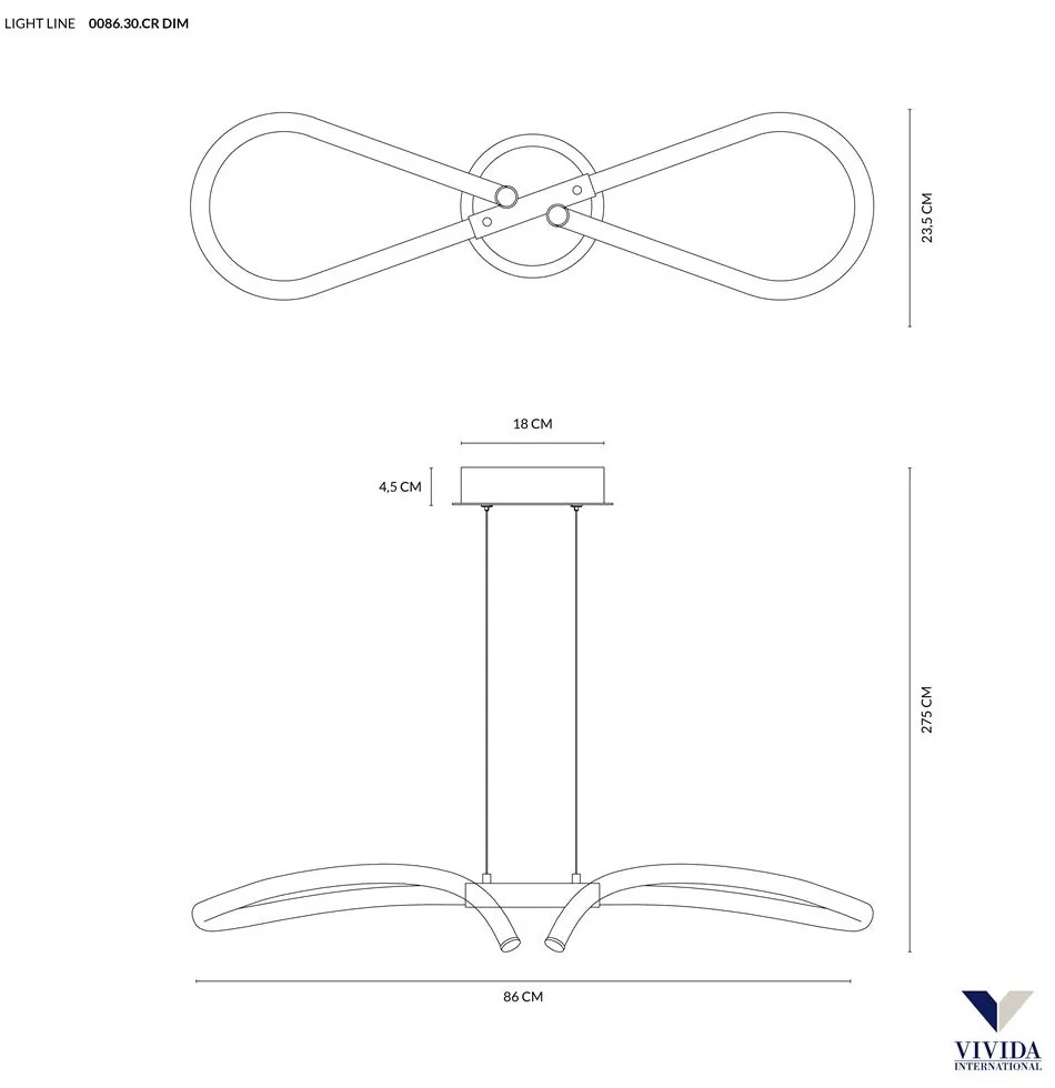 Light line sospensione 30w 3000k dimmerabile