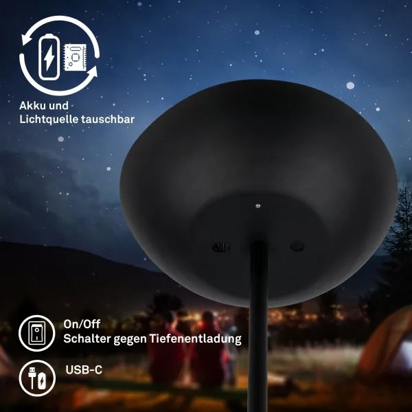 Briloner 1500015 - Lampada da terra LED dimmerabile ESTATE 8W/5V 4000 mAh, nera