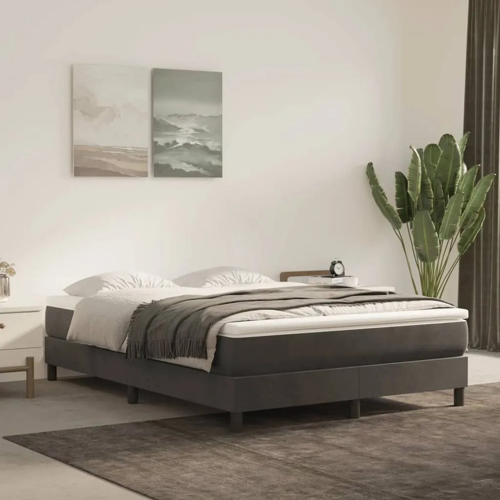 Materasso A Molle Grigio Scuro 120x210x20 Cm İn Velluto /