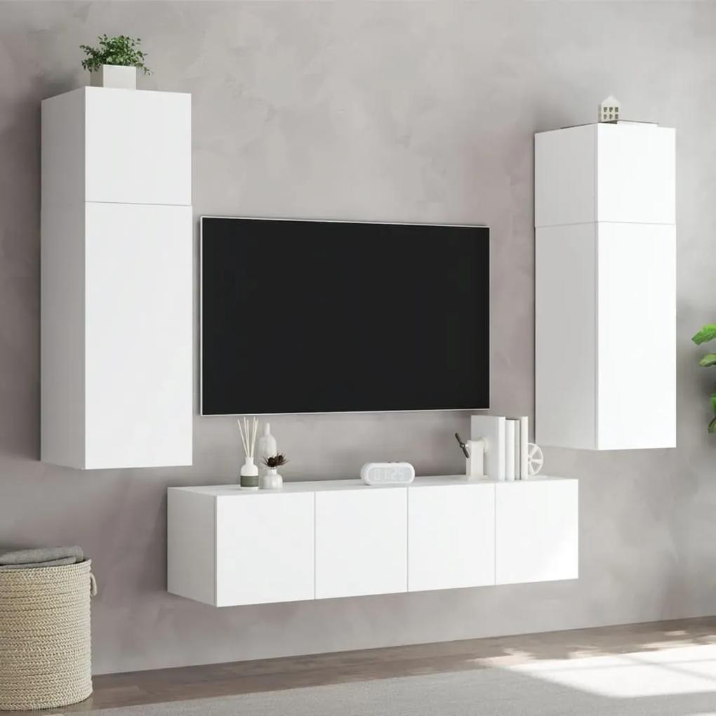 Mobile tv a parete con luci led bianco 60x35x31 cm