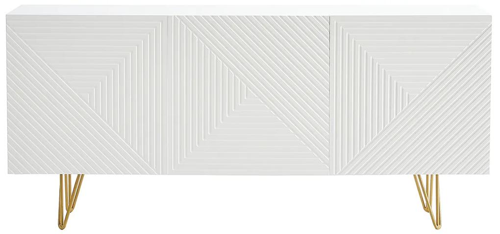 Credenza design bianco e dorato L160 cm OZEN