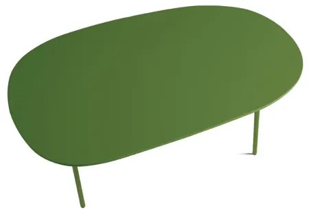 Tavolino con piano sagomato in legno Verde e base in metallo - FLUX Large