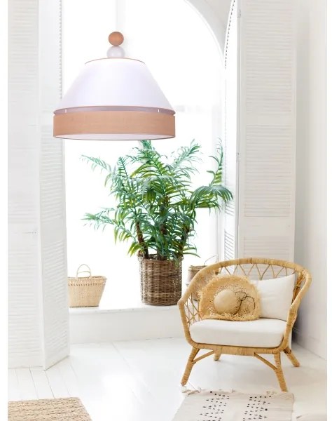 Duolla - Lampadario a sospensione con filo AVIGNON 1xE27/15W/230V diametro 60 cm bianco/marrone