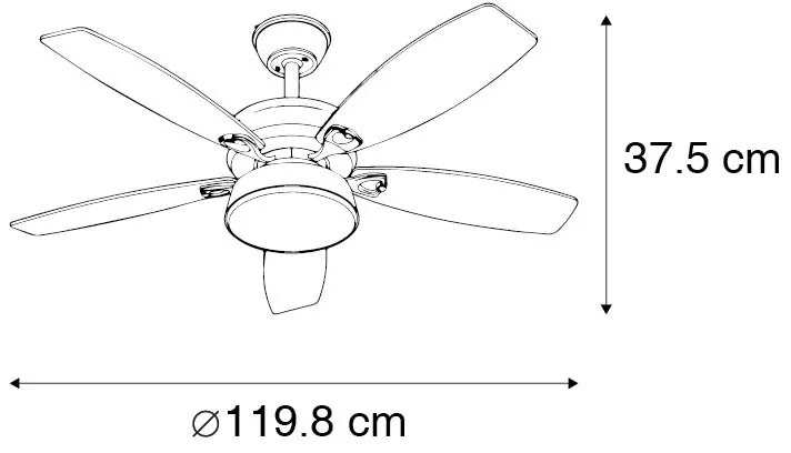 Ventilatore da soffitto in acciaio con telecomando incl. LED - Malaki