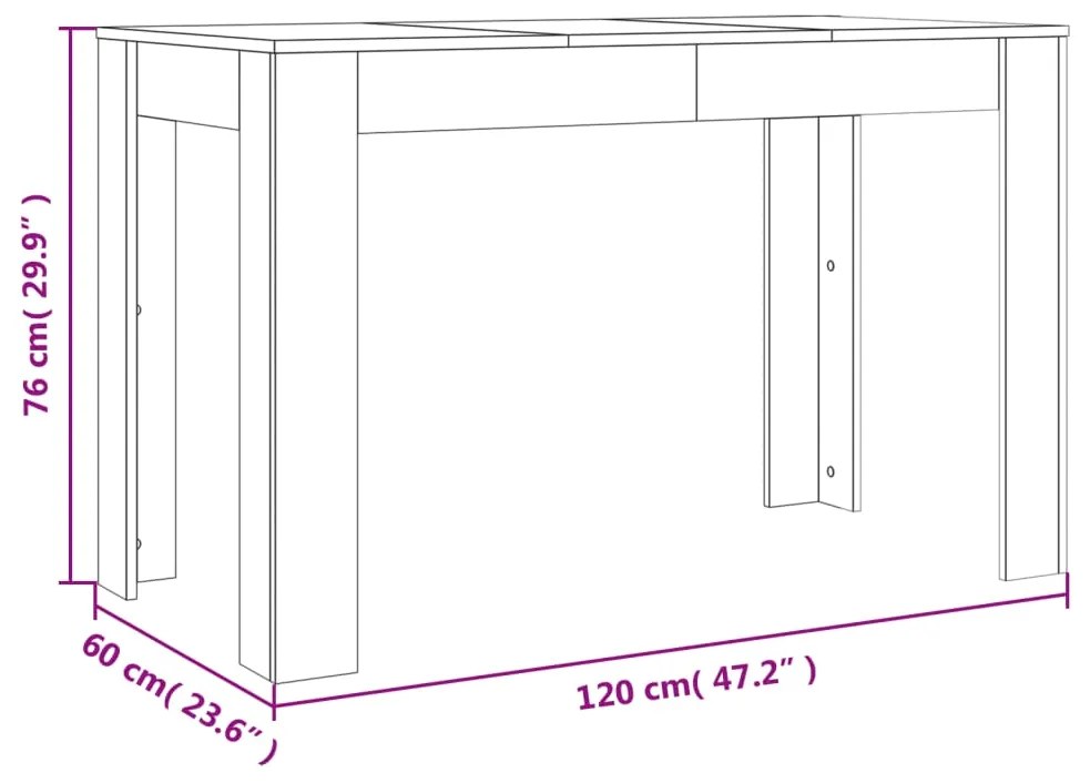 Tavolo da Pranzo Rovere Marrone 120x60x76 cm Legno Multistrato