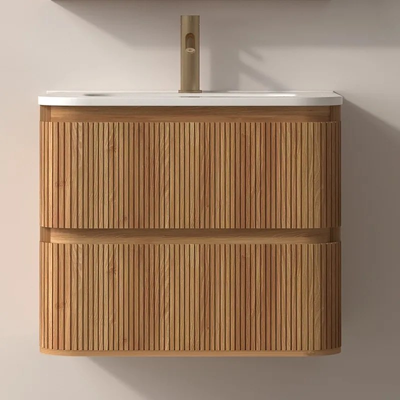 Mobile bagno 60 cannettato con lavabo solid stone | KAM-NORTH-60 - KAMALU