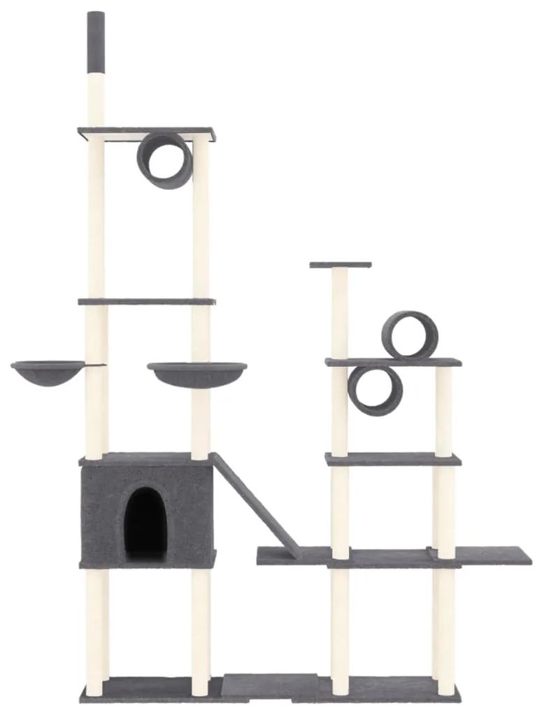 Albero per gatti con tiragraffi in sisal grigio scuro 279 cm