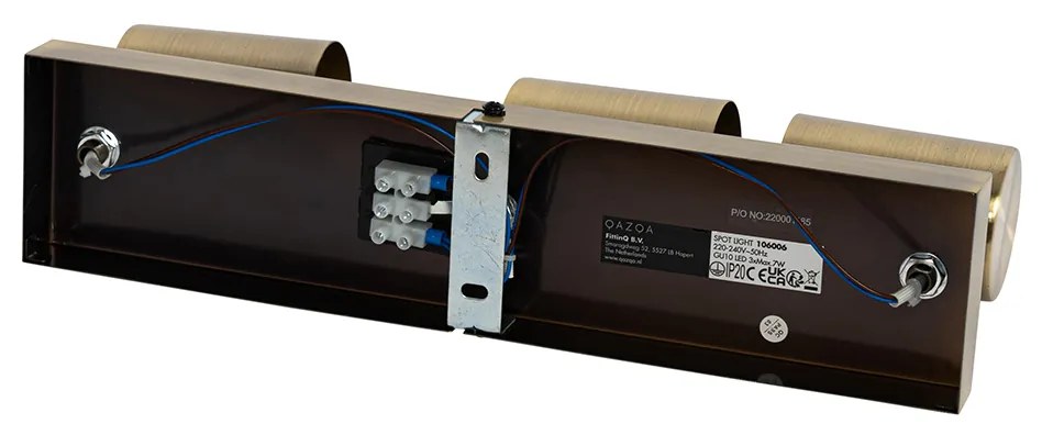 Plafoniera moderna bronzo 3 luci regolabile rettangolare - Jeana