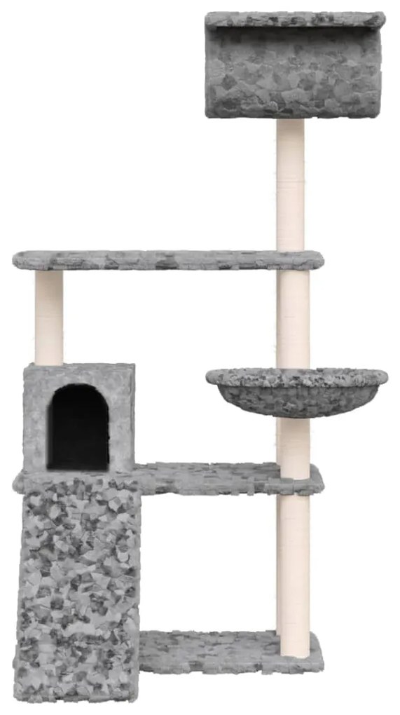 Albero per gatti con tiragraffi in sisal grigio chiaro 131 cm