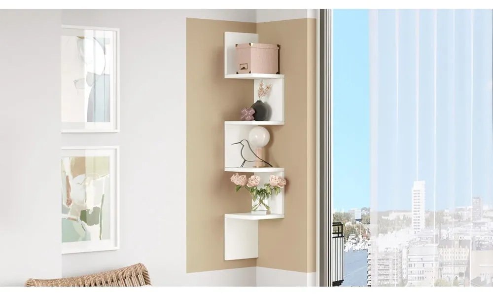 Libreria a parete bianca 22x117 cm Laura - Kalune Design