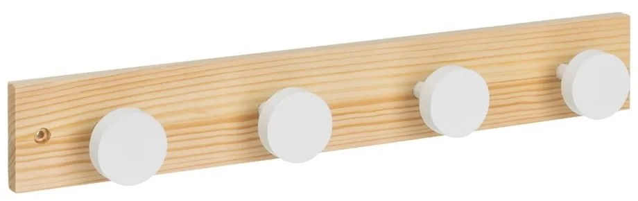 Attaccapanni da parete bianco/di colore naturale in pino massiccio 40 cm Anillos – Casa Selección