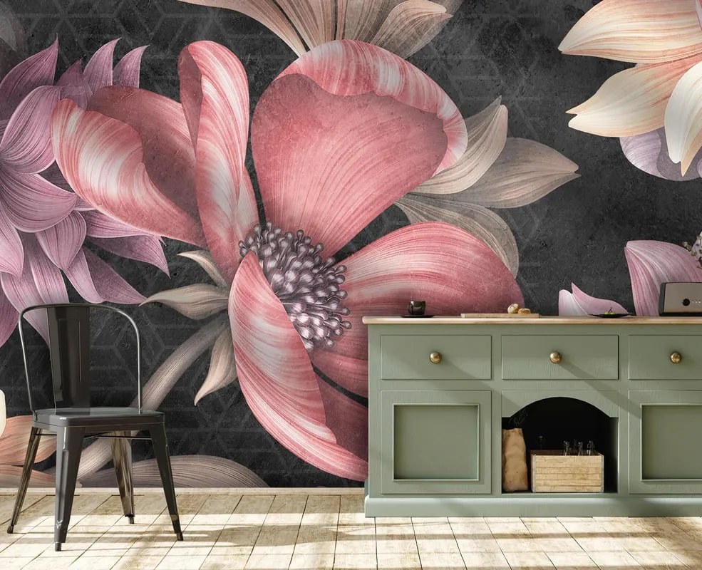 Fotomurale Blooming, nero 450X300 cm