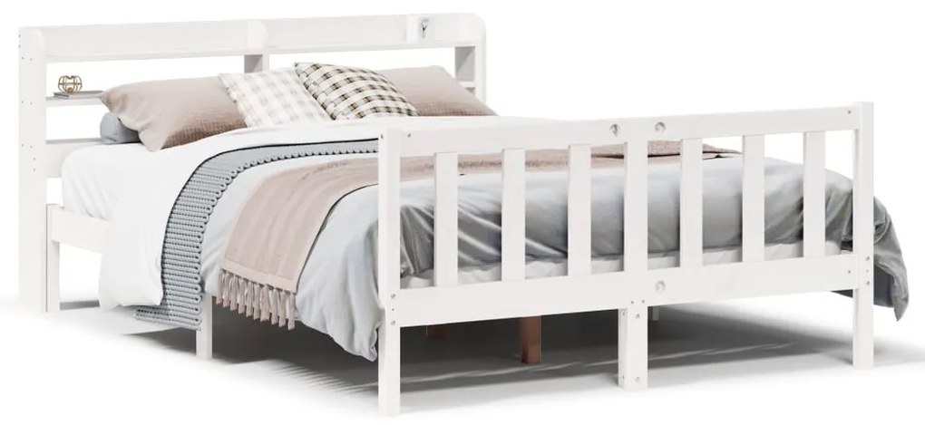 Letto Senza Materasso Bianco 160x200 Cm Legno Massello Di Pino /