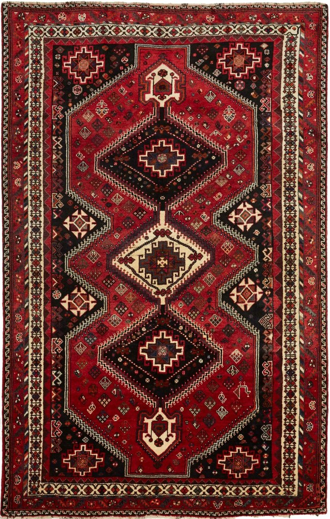 Shiraz Tappeto 180 x 280 Rosso (Iran) Annodato A Mano