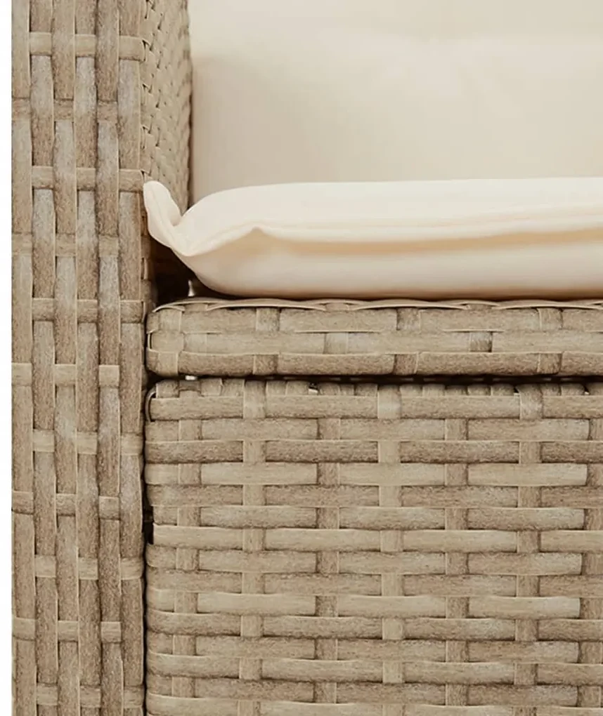 Set da pranzo da giardino 2 pz con cuscini beige in polyrattan