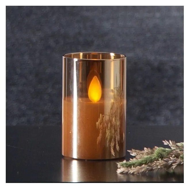 Candela di cera a LED arancione in vetro, altezza 7,5 cm M-Twinkle - Star Trading