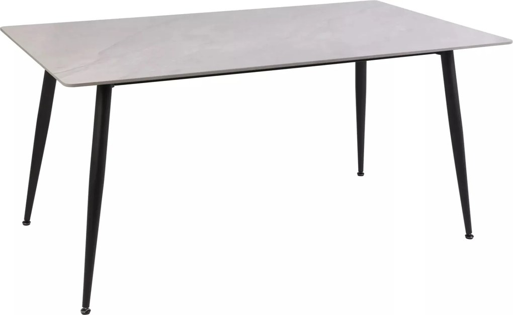 Tavolo Rion 130 in ceramica grigio lucido e metallo nero – 130x70x76 cm