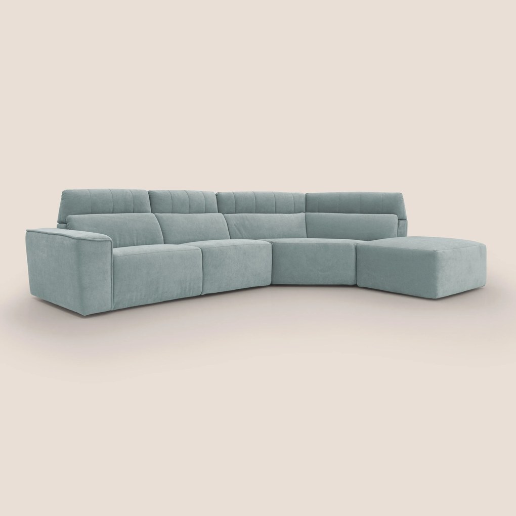 Clark Divano angolare con opzione relax elettrico in tessuto smacchiabile impermeabile T17 verde acqua