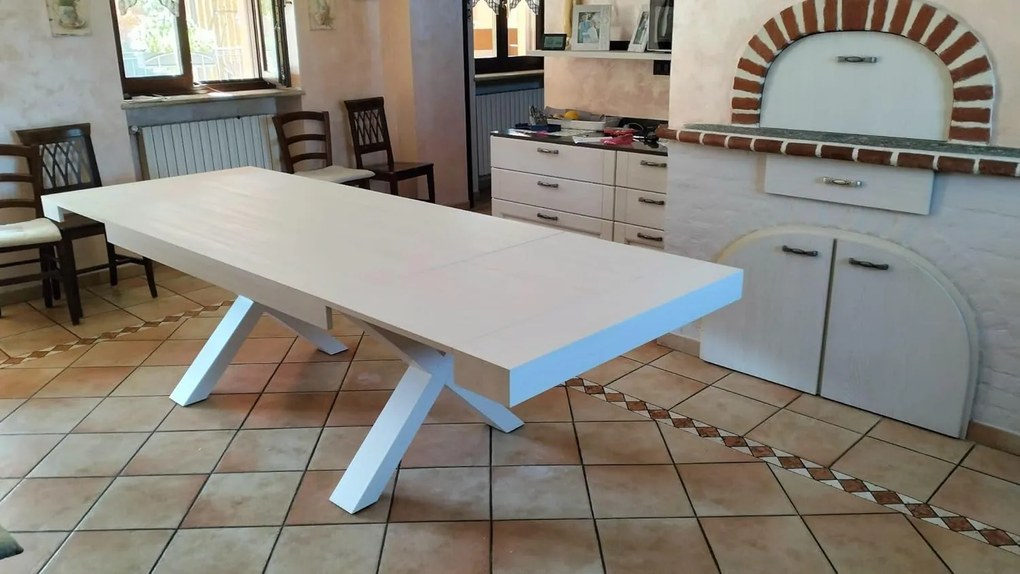 Tavolo da pranzo in legno bianco moderno 180/280 x 100