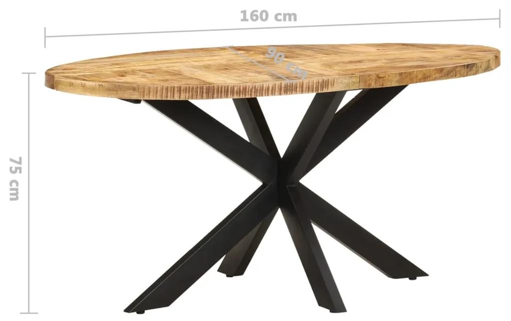 Tavolo da Pranzo 160x90x75cm in Legno Massello di Mango Grezzo
