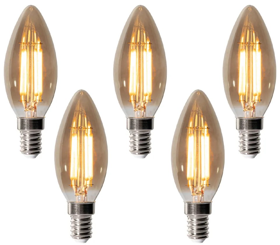 Set di 5 lampadine LED E14 dimmerabili B35 fumé 4W 300 lm 2200K