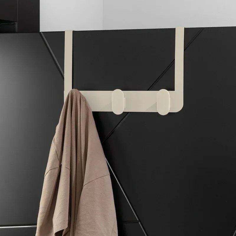 Gancio bagno triplo in acciaio e plastica beige rettangolare Fiore