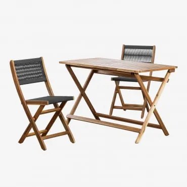 Set Tavolo Rettangolare (120x60 cm) e 2 Sedie da Giardino Pieghevoli - Sklum