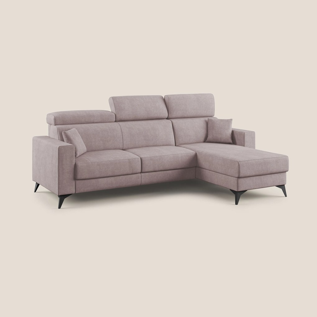 Pegaso divano letto angolare con poggiatesta reclinabili e rivestimento impermeabile T02 rosa