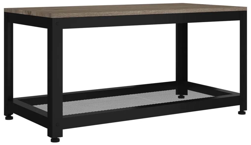 Tavolino da salotto grigio e nero 90x45x45 cm in mdf e ferro