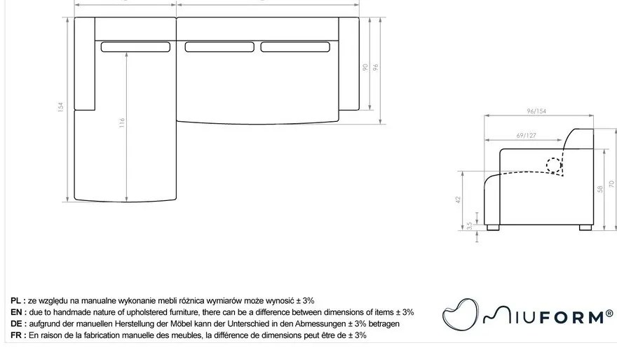 Divano angolare componibile beige (con penisola a sinistra) Flex Felix – Miuform