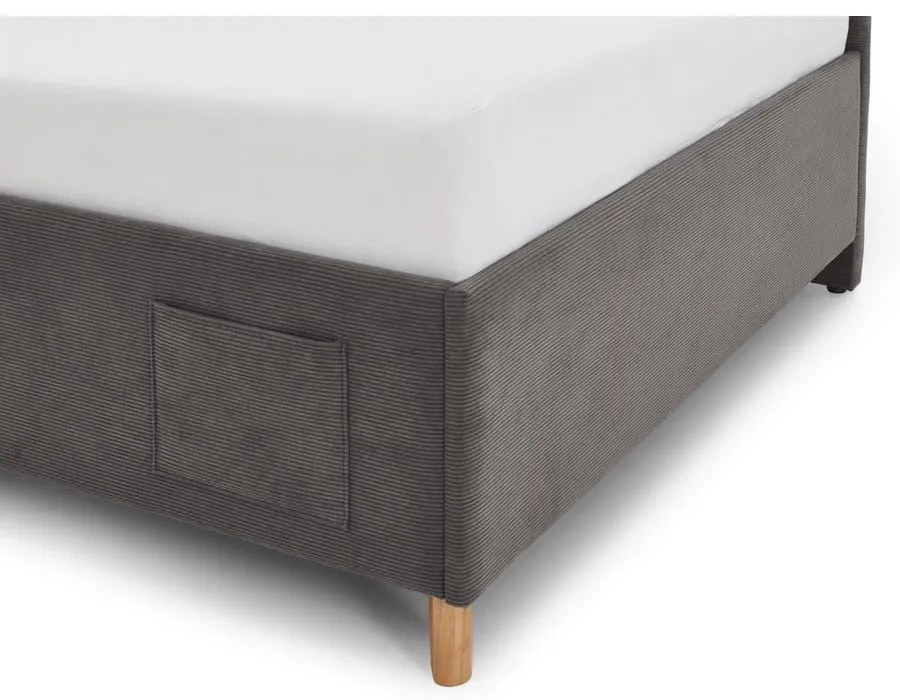 Letto da bambini con sponde color antracite imbottito con contenitore con rete inclusa 140x200 cm Cool – Meise Möbel