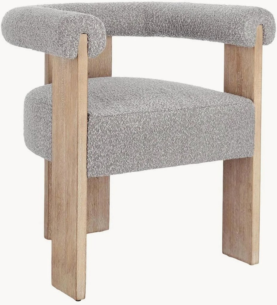 Sedia da pranzo in bouclé e legno di gomma con braccioli Agape