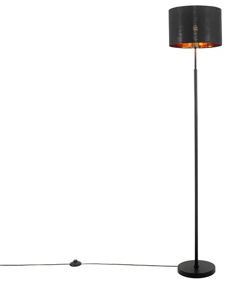 Lampada da terra moderna nera con oro rotondo - VT