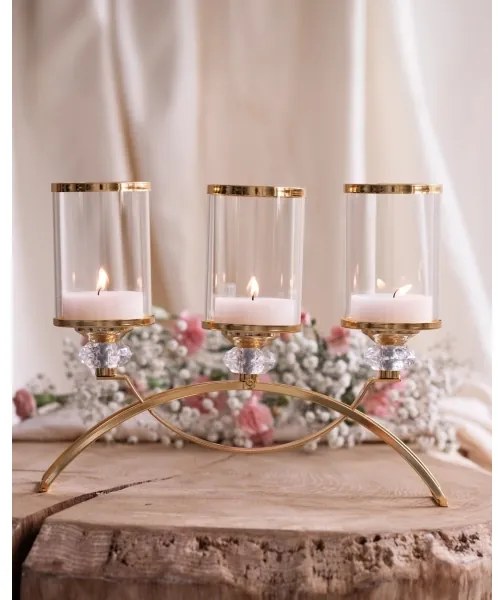 Portacandela GLAMOUR oro/trasparente