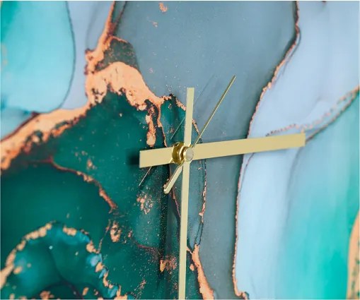 Orologio rotondo D65 cm in vetro temperato effetto marmo Verde - MAXMA