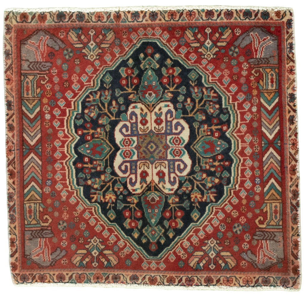 Shiraz Tappeto 60 x 60 Rosso (Iran) Annodato A Mano