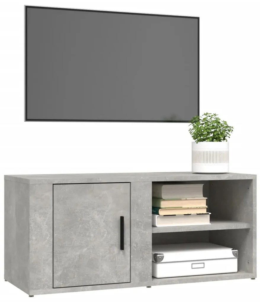 Mobile Porta TV Grigio Cemento 80x31,5x36 cm Legno Multistrato