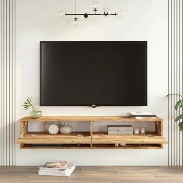 Mobile Tv Sospeso 140x32x30 Effetto Legno Rovere Evolution
