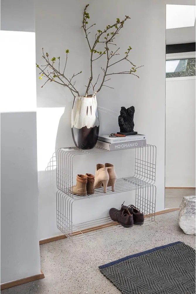 Libreria da parete color argento lucido in metallo 70x30 cm Wire – Mette Ditmer Denmark